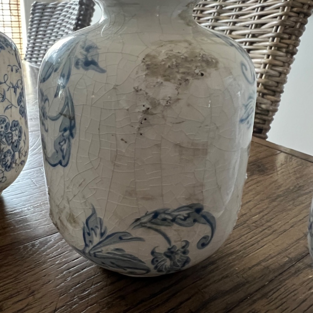 New-Rare Antique Farmhouse Porcelain  Vase Set-3 - Picture 3 of 7